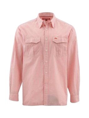 Simms Men’s Transit Long Sleeve Button Down Shirt Dark Coral Plaid Size XXL